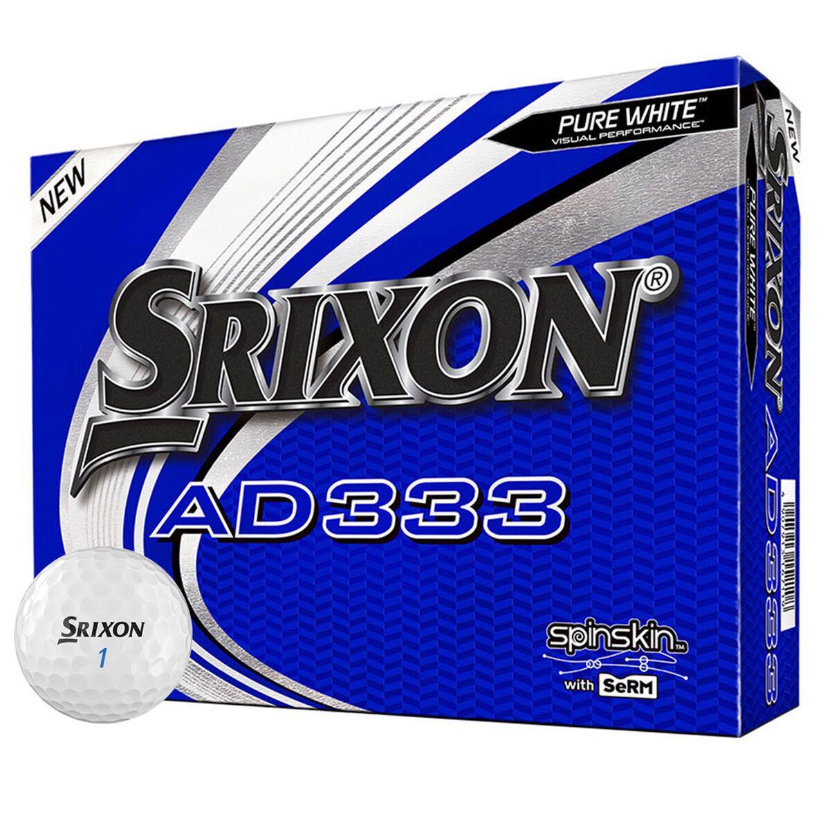 Srixon White AD333 Pack of 12 Golf Balls 2019, One Size  | Online Golf