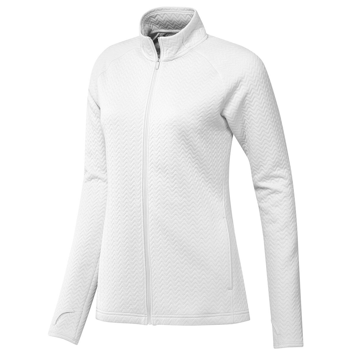 adidas Golf Womens White Textured Full-Zip Midlayer  | Online Golf, XL  | Online Golf